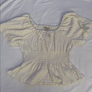 Madewell Cream Textured Blouse